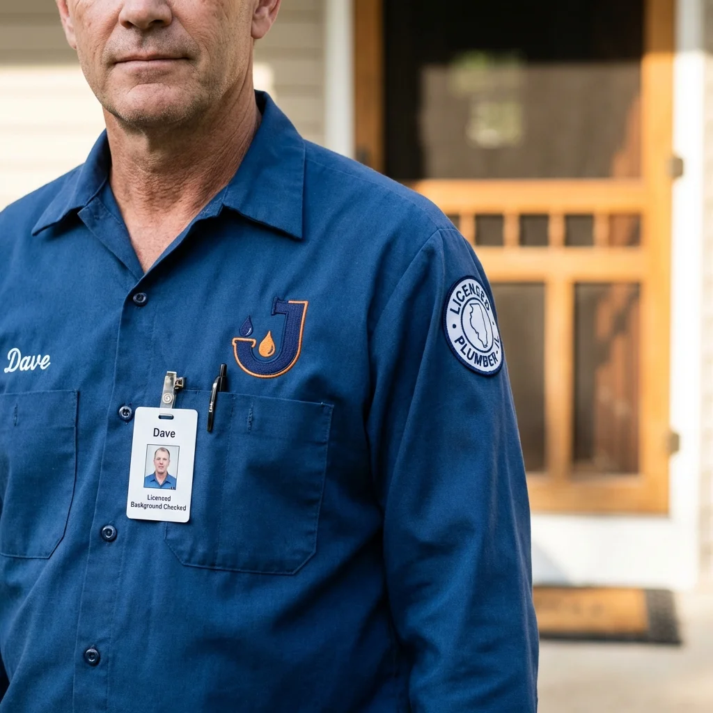 Licensed plumber showing ID badge in Swansboro, NC