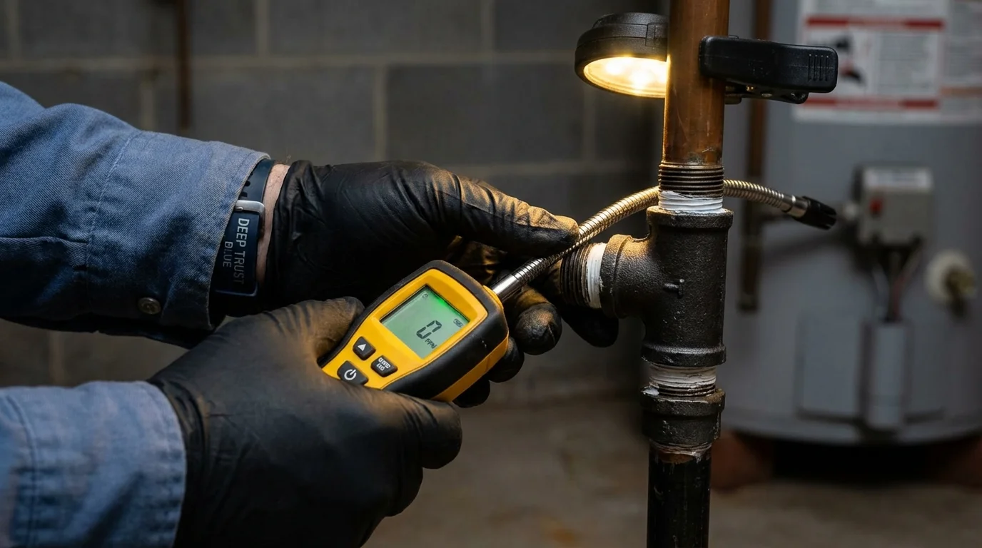 Gas leak detection with electronic sniffer by Johns Plumbing LLC in Swansboro