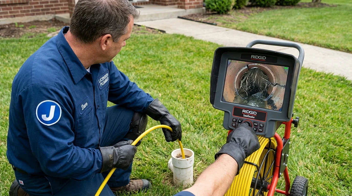 Sewer camera inspection being performed by Johns Plumbing LLC in Swansboro