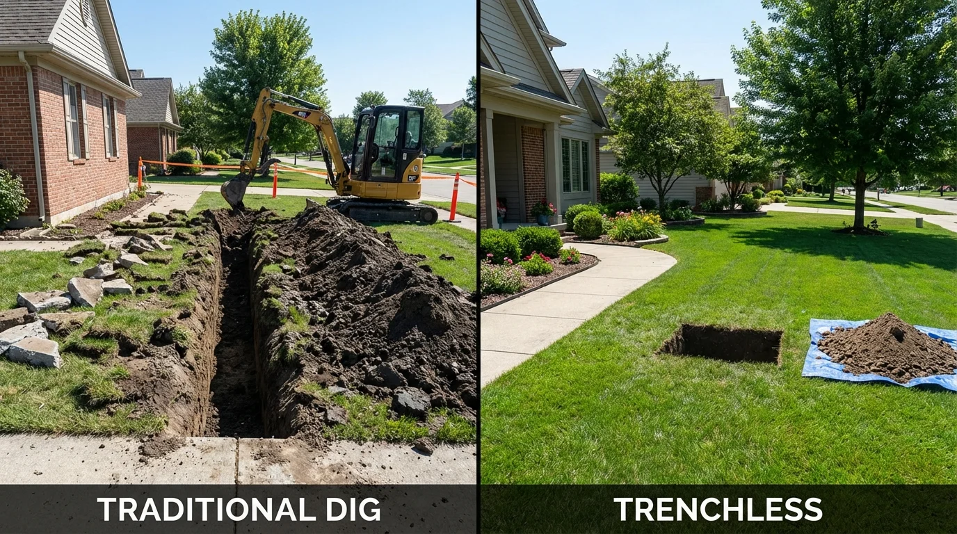 Trenchless sewer repair with minimal yard damage versus traditional excavation in Swansboro, NC